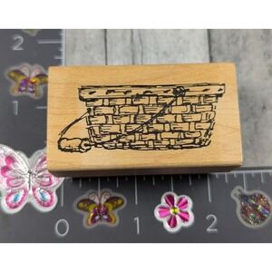 Judith Basket with Handle E165 Rubber Stamp Wood #H45